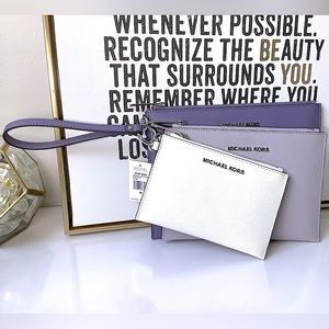 Michael Kors New With Tag - Leather Jet Set Travel Purple Amethyst Wristlet Trio